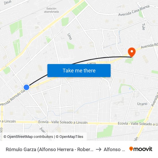 Rómulo Garza (Alfonso Herrera - Roberto Garza Sada) to Alfonso Reyes map