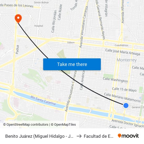 Benito Juárez (Miguel Hidalgo - José María Morelos Y Pavón) to Facultad de Enfermería Uanl map