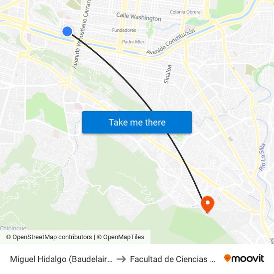 Miguel Hidalgo (Baudelaire - Santos Degollado) to Facultad de Ciencias de La Comunicacion map