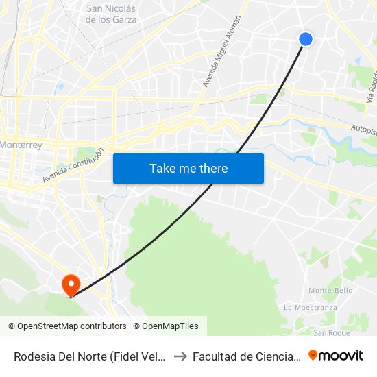 Rodesia Del Norte (Fidel Velázquez - Avenida Del Teléfono) to Facultad de Ciencias de La Comunicacion map