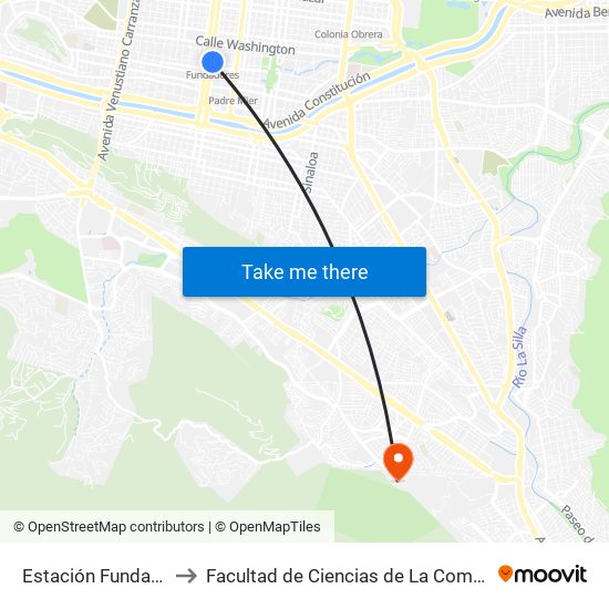Estación Fundadores to Facultad de Ciencias de La Comunicacion map
