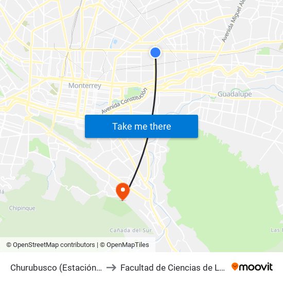 Churubusco (Estación Churubusco) to Facultad de Ciencias de La Comunicacion map