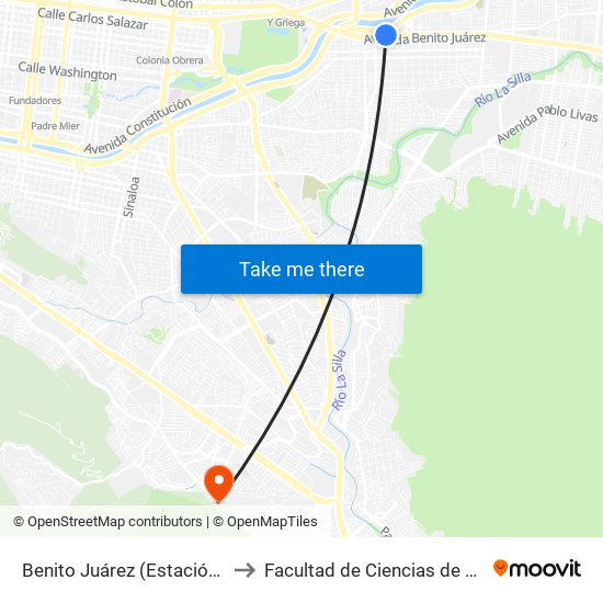 Benito Juárez (Estación Eloy Cavazos) to Facultad de Ciencias de La Comunicacion map