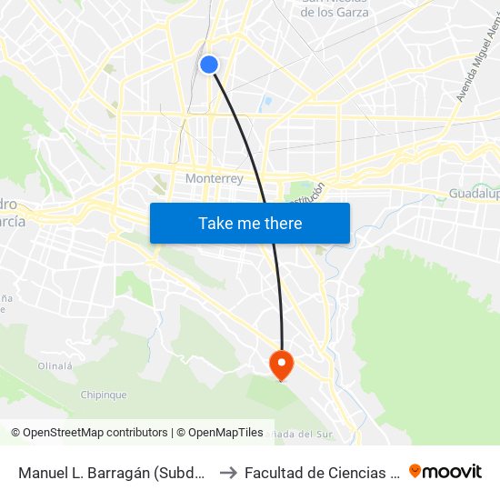 Manuel L. Barragán (Subdelegación No. 2 Del Imss) to Facultad de Ciencias de La Comunicacion map