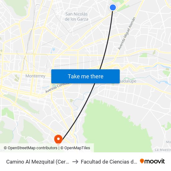 Camino Al Mezquital (Cerradas de Santa Rosa) to Facultad de Ciencias de La Comunicacion map