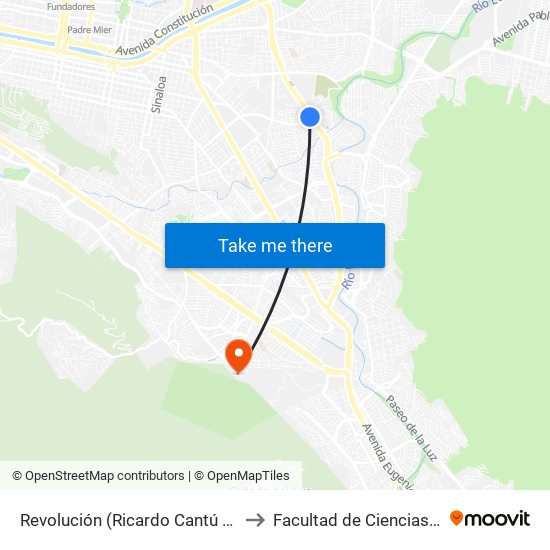 Revolución (Ricardo Cantú Leal - Ricardo Covarrubias) to Facultad de Ciencias de La Comunicacion map