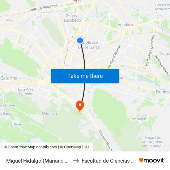 Miguel Hidalgo (Mariano Escobedo - Padre Mier) to Facultad de Ciencias de La Comunicacion map