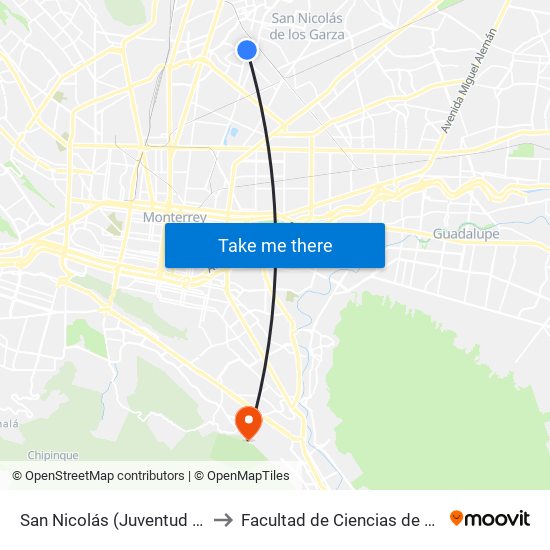 San Nicolás (Juventud - San Clemente) to Facultad de Ciencias de La Comunicacion map