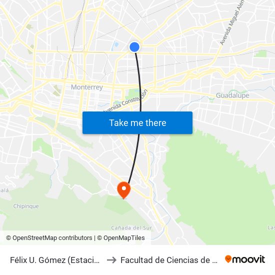 Félix U. Gómez (Estación Los Ángeles) to Facultad de Ciencias de La Comunicacion map