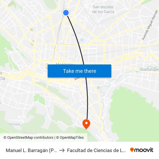 Manuel L. Barragán (Plaza La Joya) to Facultad de Ciencias de La Comunicacion map