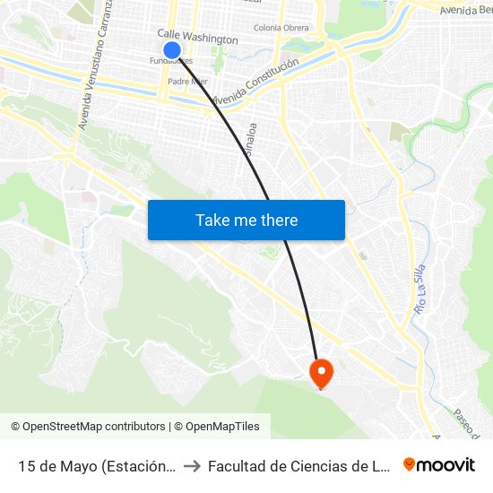 15 de Mayo (Estación Fundadores) to Facultad de Ciencias de La Comunicacion map