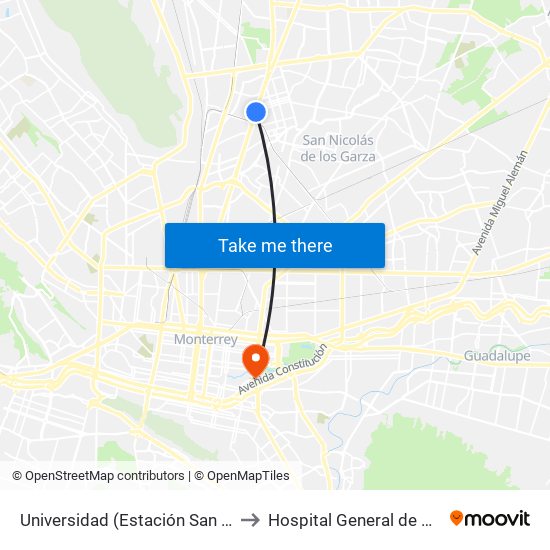 Universidad (Estación San Nicolás) to Hospital General de Zona 33 map