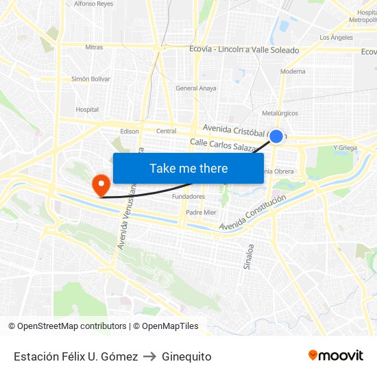 Estación Félix U. Gómez to Ginequito map