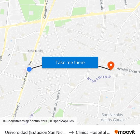 Universidad (Estación San Nicolás) to Clinica Hospital OCA map