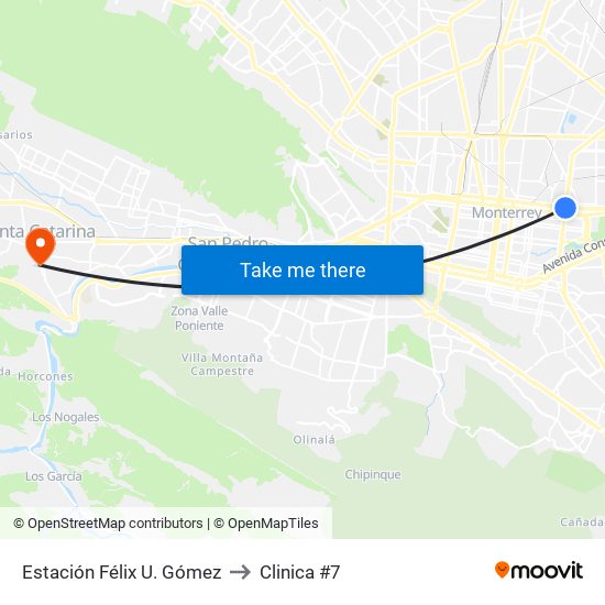Estación Félix U. Gómez to Clinica #7 map