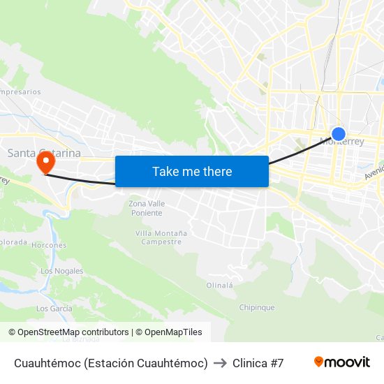 Cuauhtémoc (Estación Cuauhtémoc) to Clinica #7 map