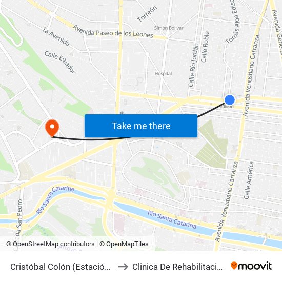 Cristóbal Colón (Estación Edison) to Clinica De Rehabilitacion Fisica map