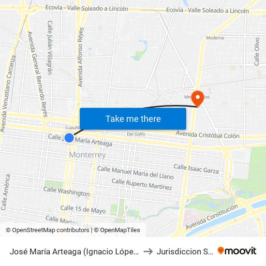 José María Arteaga (Ignacio López Rayón - Pino Suárez) to Jurisdiccion Sanitaria #2 map