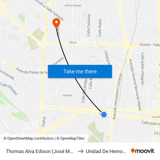 Thomas Alva Edison (José María Arteaga - Francisco I. Madero) to Unidad De Hemodialisis SNTE SECC 50 map