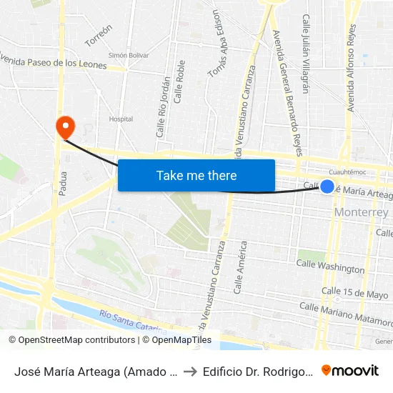 José María Arteaga (Amado Nervo - Ignacio López Rayón) to Edificio Dr. Rodrigo F. Barragan Villarreal map