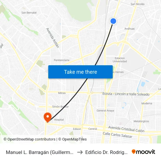 Manuel L. Barragán (Guillermo Valencia - Fray B. de Las Casas) to Edificio Dr. Rodrigo F. Barragan Villarreal map