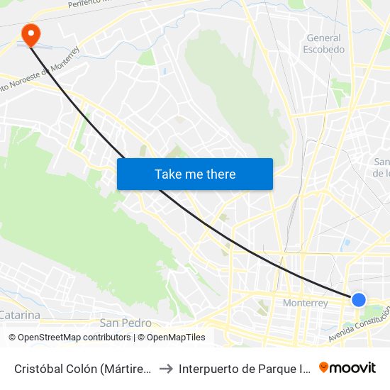 Cristóbal Colón (Mártires de Chicago - Cananea) to Interpuerto de Parque Industrial Ciudad Mitras map