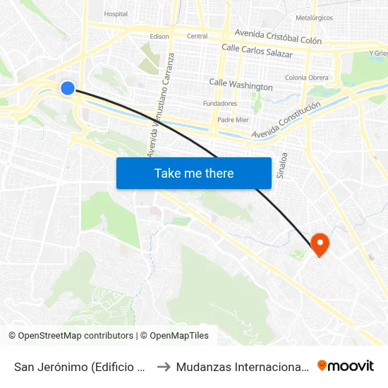 San Jerónimo (Edificio Altreca) to Mudanzas Internacionales ims map