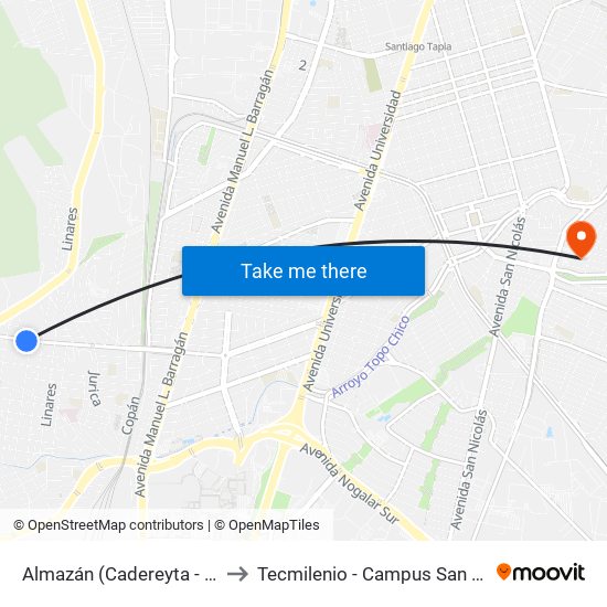 Almazán (Cadereyta - Terán) to Tecmilenio - Campus San Nicolás map