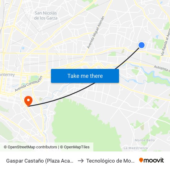 Gaspar Castaño (Plaza Acanto 935) to Tecnológico de Monterrey map