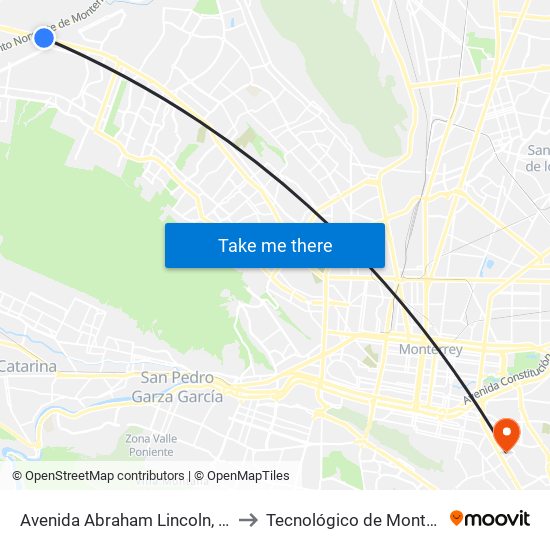 Avenida Abraham Lincoln, 3160 to Tecnológico de Monterrey map