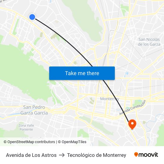 Avenida de Los Astros to Tecnológico de Monterrey map
