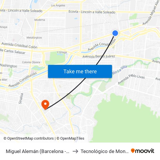 Miguel Alemán (Barcelona - Sevilla) to Tecnológico de Monterrey map