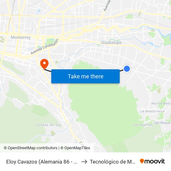Eloy Cavazos (Alemania 86 - Francia 86) to Tecnológico de Monterrey map