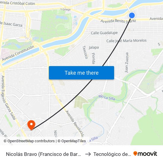 Nicolás Bravo (Francisco de Barbadillo - Corregidora) to Tecnológico de Monterrey map