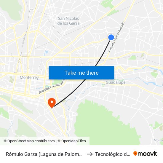 Rómulo Garza (Laguna de Palomas - San Benito Del Lago) to Tecnológico de Monterrey map