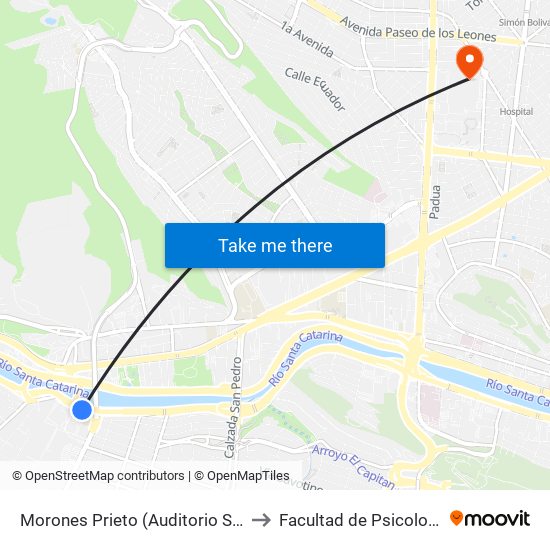 Morones Prieto (Auditorio San Pedro) to Facultad de Psicología Uanl map