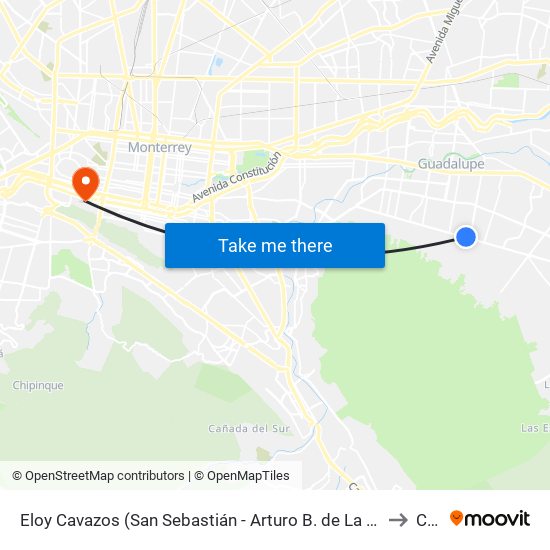 Eloy Cavazos (San Sebastián - Arturo B. de La Garza) to Ceu map