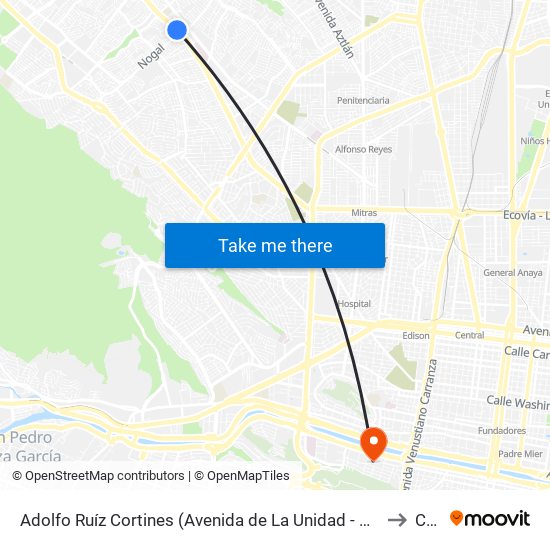 Adolfo Ruíz Cortines (Avenida de La Unidad - Nogal) to Ceu map