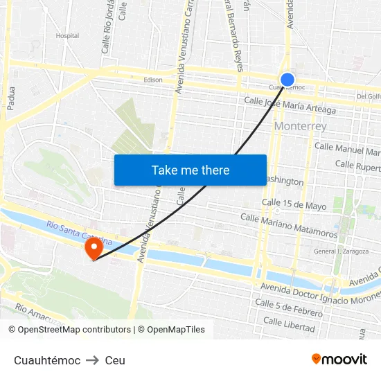 Cuauhtémoc to Ceu map