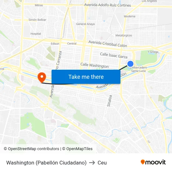 Washington (Pabellón Ciudadano) to Ceu map