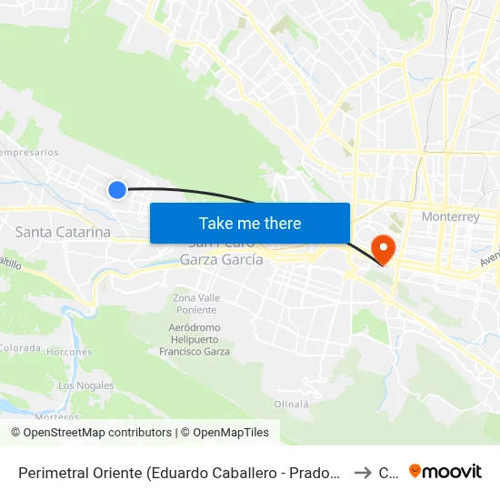 Perimetral Oriente (Eduardo Caballero - Prados Del Rey) to Ceu map