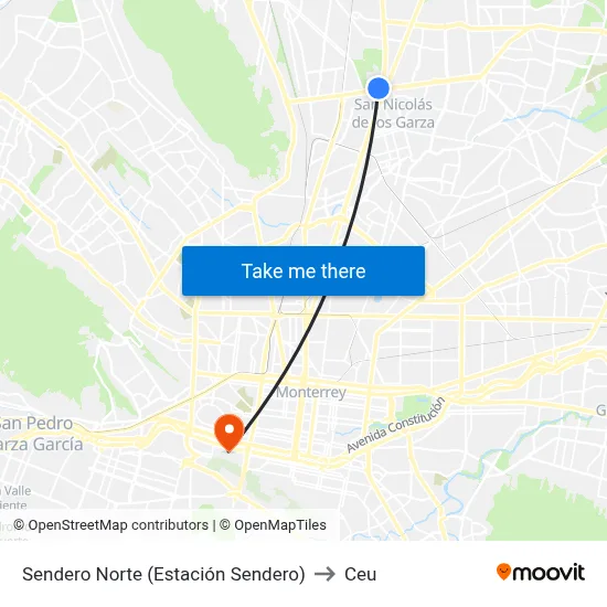 Sendero Norte (Estación Sendero) to Ceu map