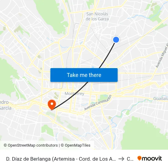 D. Díaz de Berlanga (Artemisa - Cord. de Los Andes) to Ceu map