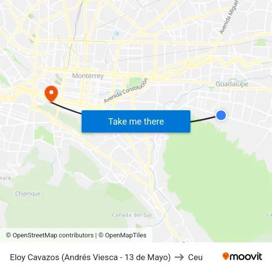 Eloy Cavazos (Andrés Viesca - 13 de Mayo) to Ceu map