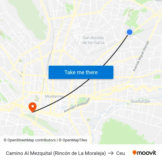 Camino Al Mezquital (Rincón de La Moraleja) to Ceu map