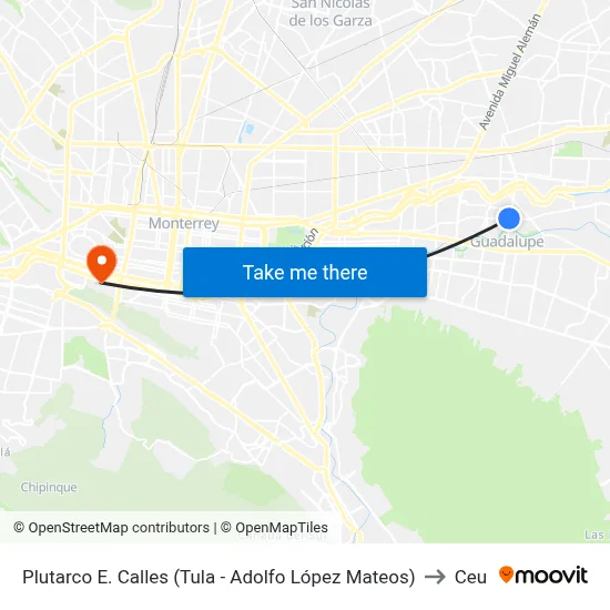 Plutarco E. Calles (Tula - Adolfo López Mateos) to Ceu map
