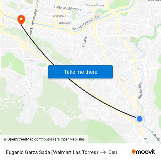 Eugenio Garza Sada (Walmart Las Torres) to Ceu map