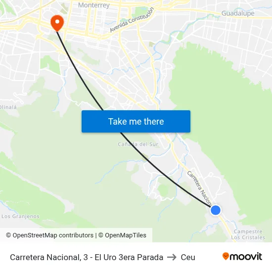 Carretera Nacional, 3 - El Uro 3era Parada to Ceu map