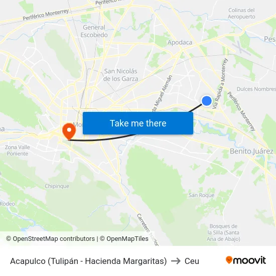 Acapulco (Tulipán - Hacienda Margaritas) to Ceu map
