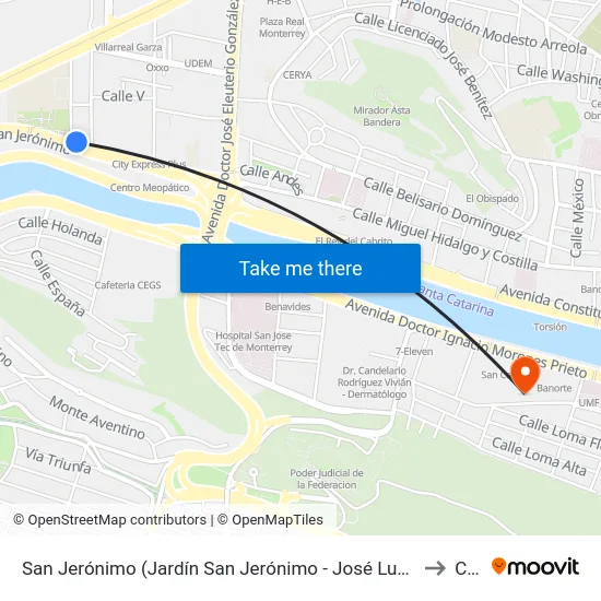 San Jerónimo (Jardín San Jerónimo - José Luna Ayala) to Ceu map